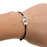 Men's 925 Silver Handcuff Bracelet with CZ Stones