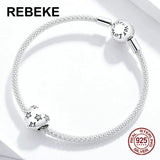 925 Silver Heart Beads with Stars Charm for Bracelet DIY
