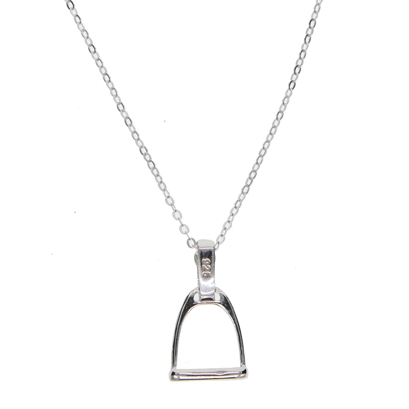 925 Sterling Silver Stirrup Horse Equestrian Necklace