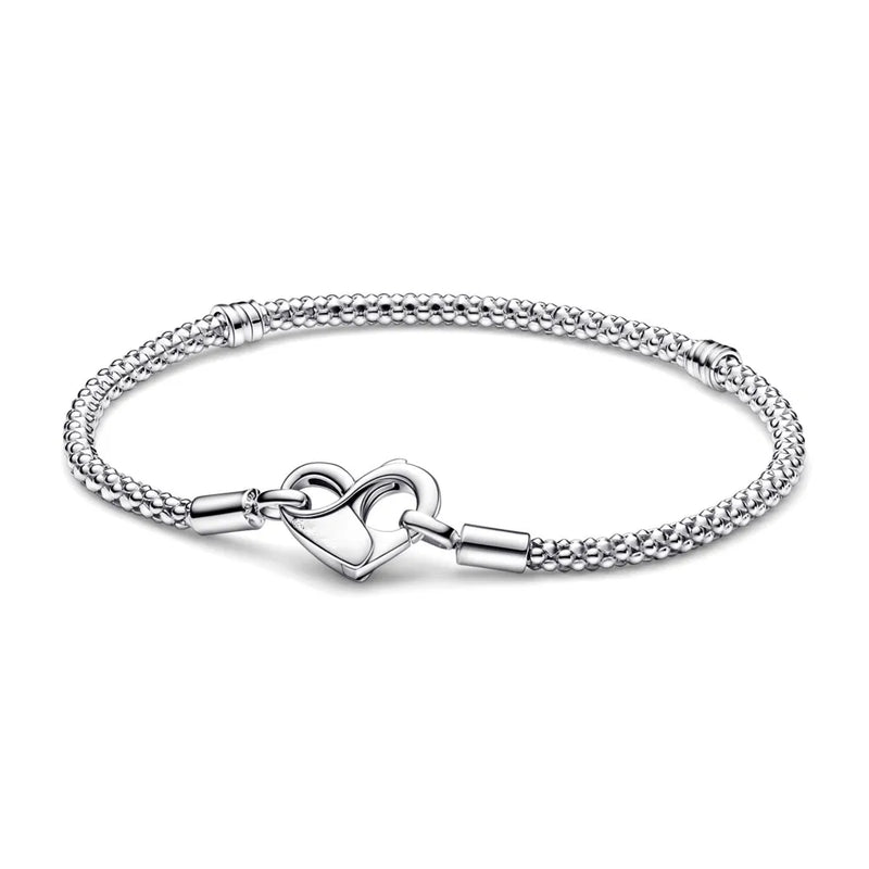 925 Sterling Silver Heart-shaped Pan Bracelet, Holiday Jewelry