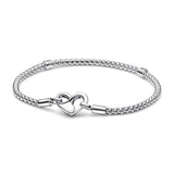 925 Sterling Silver Heart-shaped Pan Bracelet, Holiday Jewelry