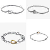 925 Sterling Silver Heart Pan Bracelet for Women