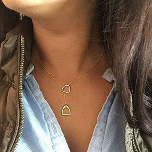 925 Silver Heart Lariat Necklace for Horse Lover Women