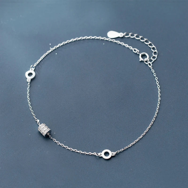 925 Silver Leaf Anklet Bracelet Beach Party Beads Anklets Women Jewelry