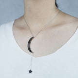 925 Silver CZ Moon Star Charm Y Lariat Necklace