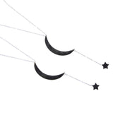 925 Silver CZ Moon Star Charm Y Lariat Necklace