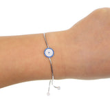 925 Sterling Silver Evil Eye Charm Bracelet CZ Thin Chain Jewelry