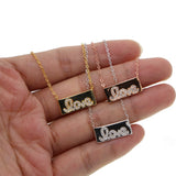 Sterling Silver CZ Love Letter Necklace Women Jewelry
