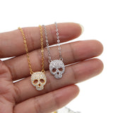 925 Silver CZ Skull Skeleton Charm Necklace