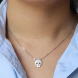 925 Silver CZ Skull Skeleton Charm Necklace