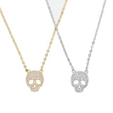 925 Silver CZ Skull Skeleton Charm Necklace