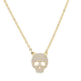 925 Silver CZ Skull Skeleton Charm Necklace