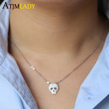 925 Silver CZ Skull Skeleton Charm Necklace