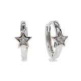 925 Sterling Silver CZ Star Hoop Earrings for Women