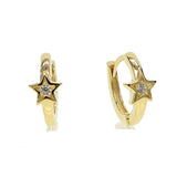 925 Sterling Silver CZ Star Hoop Earrings for Women