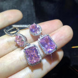 925 Silver Citrine Tourmaline Pink Long Earrings