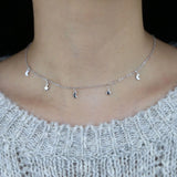 925 Silver Moon Star Charm Necklace for Women