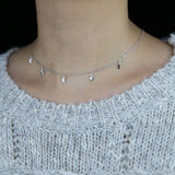 925 Silver Moon Star Charm Necklace for Women