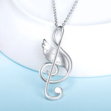 925 Silver Musical Note Wing Necklace with CZ