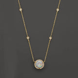 925 Silver CZ Opal Stone Wedding Necklace