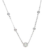 925 Silver CZ Opal Stone Wedding Necklace