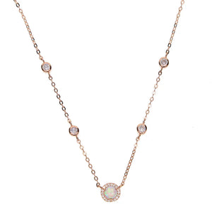 925 Silver CZ Opal Stone Wedding Necklace