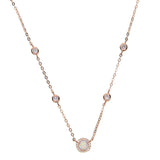 925 Silver CZ Opal Stone Wedding Necklace