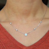 925 Silver CZ Opal Stone Wedding Necklace
