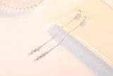 925 Silver Pearl Crystal Flower Long Earrings Allergy-free