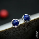 925 Silver Natural Green Stone Earrings