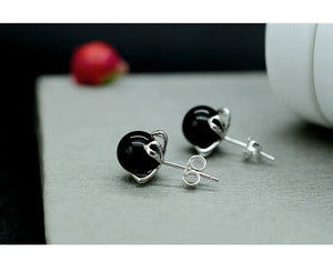 925 Sterling Silver Natural Agate Earrings