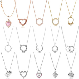925 Silver Pan Charm Necklace Pendant Heart-Shaped Jewelry