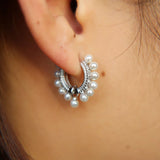 925 Silver Pearl Charm Wedding Bridal Earrings