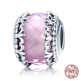 925 Sterling Silver Pink Crystal Glass Flower Beads for Jewelry Making