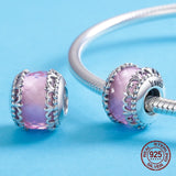 925 Sterling Silver Pink Crystal Glass Flower Beads for Jewelry Making