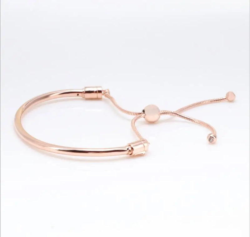 925 Sterling Silver Rose Bracelet, Adjustable Ladies DIY Jewelry