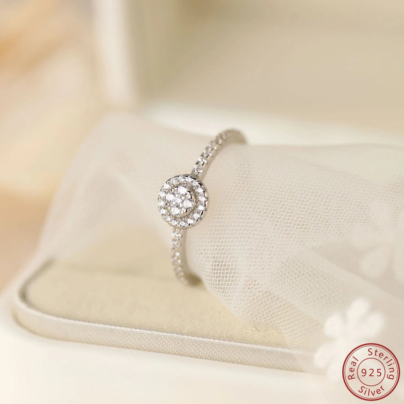 925 Silver Zircon Round Ring | Japan & Korea Women's Fashionable Ring