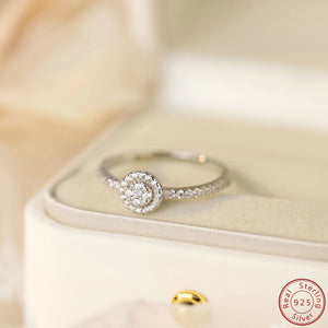 925 Silver Zircon Round Ring | Japan & Korea Women's Fashionable Ring
