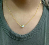 925 Silver CZ Zircon Heart Pendant Necklace Romantic Love Jewelry