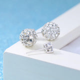 925 Silver Crystal Shambhala Stud Earrings Women's Jewelry