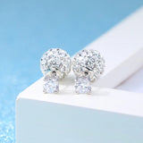 925 Silver Crystal Shambhala Stud Earrings Women's Jewelry