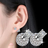 925 Silver Crystal Shambhala Stud Earrings Women's Jewelry