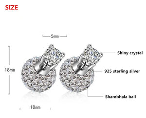 925 Silver Crystal Shambhala Stud Earrings Women's Jewelry