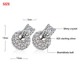 925 Silver Crystal Shambhala Stud Earrings Women's Jewelry