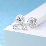 925 Silver Crystal Shambhala Stud Earrings Women's Jewelry