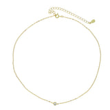 925 Sterling Silver 3MM CZ Thin Chain Choker Necklace