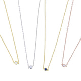 925 Sterling Silver 3MM CZ Thin Chain Choker Necklace