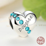 925 Silver Sister Heart Beads Bangle Bracelet Charm Pendant
