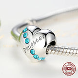 925 Silver Sister Heart Beads Bangle Bracelet Charm Pendant