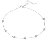925 Silver Sunburst Charm Choker 33+7cm Thin Chain Necklace